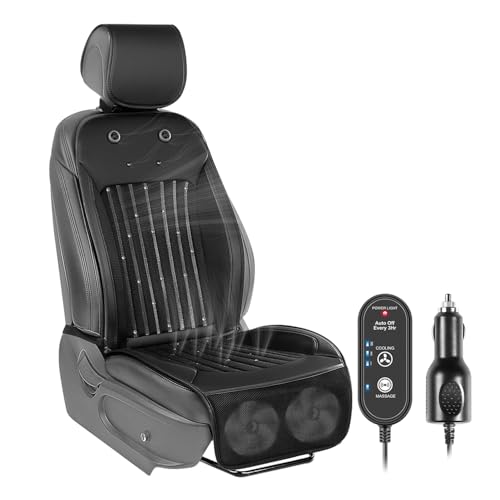 Paffenery 2025 Upgraded Cooling Car Seat Cover Front Seat, 12V-24V Ventilated Cooling Car Seat Cushion, Cooled Seat Cover for Car SUV Truck Universal Fit, Fashion Black