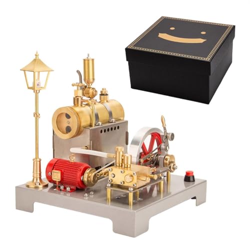 HOENTECH Steam Engine Model That Works,SE-02 Full Metal Reversible Horizontal Stationary Steam Engine Model Kit with Centrifugal Regulator (100PCS/KIT Version)