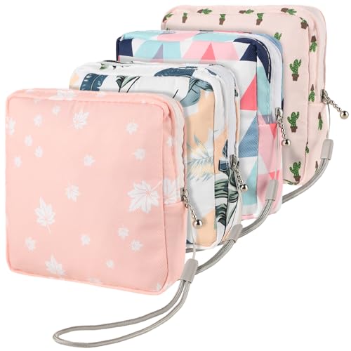 4Pcs Sanitary Napkin Storage Bag, Small Menstrual Period Bag Period Pouch Waterproof ,Tampon Organizer Pouch Tampon Pad Holder for Purse, Pad Bag Feminine Care First Period for Teen Girls School