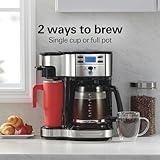 Hamilton Beach 2-Way 12 Cup Programmable Drip Coffee Maker & Single Serve Machine, Glass Carafe, Auto Pause and Pour, Black (49980R)