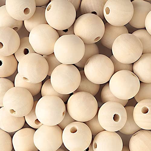 WLIANG 800 Pcs 20mm Natural Wooden Beads, Unfinished Round Bulk Spacer Wood Beads for DIY Crafts, Garlands Farmhouse Decor, Jewelry Bracelet Necklace Making