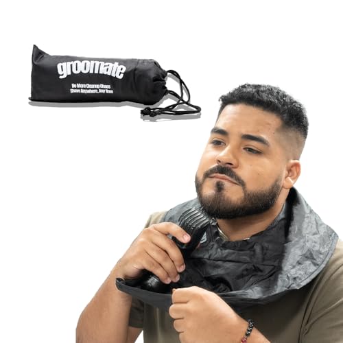 GROOMATE Beard Apron Premium, Beard Trimmer Catcher, Portable Non-Stick, Waterproof Hair Catcher, Shaving Apron Grooming