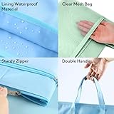 Tlence 5 Pack Mesh Zipper Pouch with Handle, A4 Double Layer Document Storage Bag, Waterproof File Pocket for Paper Books Art Supplies, Foldable Folder Bag Suitable for Office Travel Carry, 5 Colors