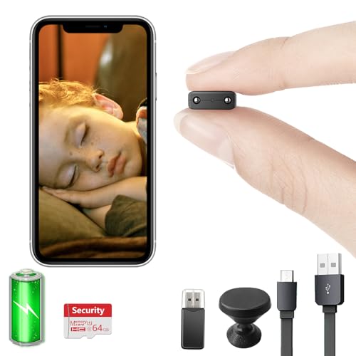 【Free 64G】 Smallest Wireless WiFi Camera with Battery,HD4K Portable Spy Camera for Video Recording Live Feed with Night Vision,Motion Detection, Remote Viewing for Security with iOS Android APP