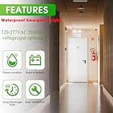 Garrini Waterproof LED Emergency Light, White housing, Dual Rotational LED Emergency Light with Backup Battery, Commercial Grade, Fire Resistant，Suitable for Wall Mount, Wet Location WMU