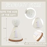 Boho First Birthday Celebration Hat - Natural Conical Cap with Milky White Color - Cake Smash Photo Prop, Best 1st Birthday Accessories