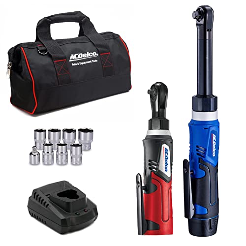 ACDelco ARW1218-K18 G12 Series 12V Li-ion Cordless 3/8” Extended Rachet Wrench & ¼” Ratchet Wrench Combo Tool Kit