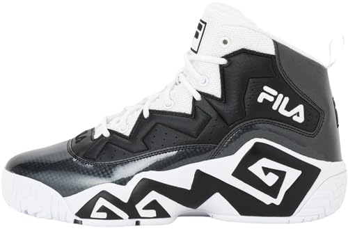 Fila MB Engineering Men's Basketball Sneakers Shoes, High-Top Ankle Support, Chunky Sole (White/Black/White, US Footwear Size System, Adult, Men, Numeric, Medium, 9)