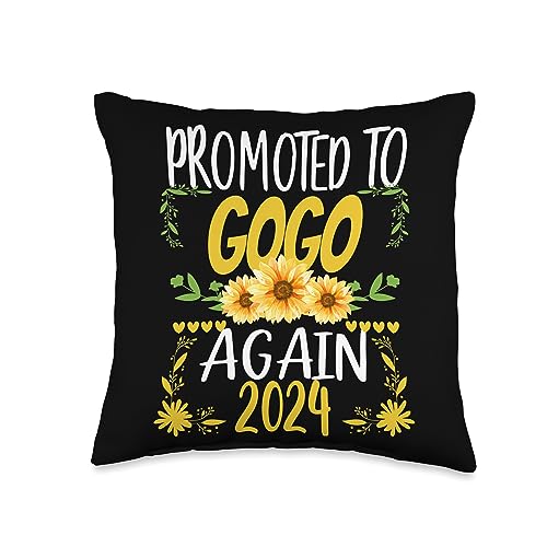 Promoted To GAGA Again 2024 Sunflower Matching Promoted to GOGO Again 2024 Sunflower Matching Family Throw Pillow, 16x16, Multicolor