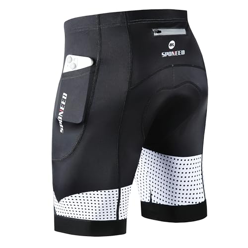 sponeed Bike Shorts for Men Padded Tights for Cycling with Pockets Breathable Outdoor Riding Clothing US S White
