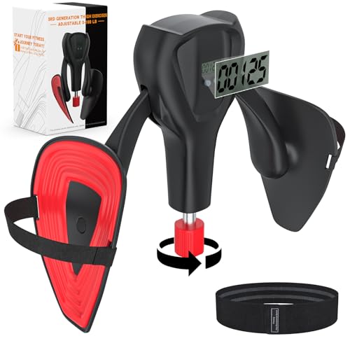 3rd Gen Thigh-Master 0-100 lbs Adjustable Resistance Inner Thigh Exerciser Trainer Counter with Leg Straps Band Pelvic Floor Kegel Hip Exercise Workout Equipment Pilates Women Men (Black)