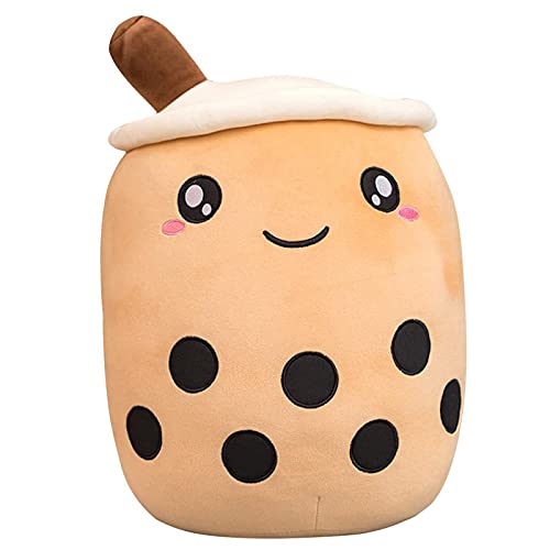 VHYHCY Cute Stuffed Boba Plush Bubble Tea Plushie Pillow Milk Tea Cup Pillow Food Plushie, Soft Kawaii Hugging Plush Toys Gifts for Kids(Brown, 19.6 inch)