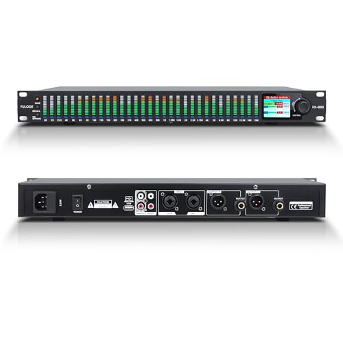 FULODE FX-888 Dual channel synchronized control 31-Band Digital equalizer Stereo Graphic EQ Noise Reduction Each segment with LED Spectrum Display Operation Content display large screen.