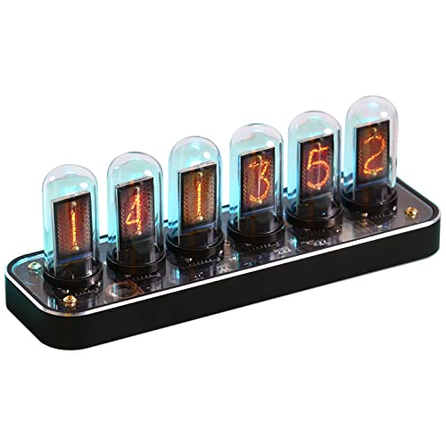 TPHRAVAL Nixie clock, imitation glow tube IPS aluminum alloy base, support uploading custom pictures, 12/24 hours switch, 40 kinds of clock style, gesture control, creative desktop decoration, Black