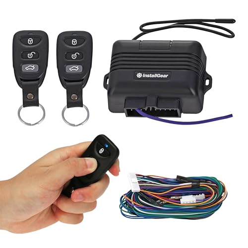 InstallGear Keyless Entry System with Two 3-Button Remotes and 4 Door Lock Actuators - Central Locking System - Keyless Entry Door Lock for Car, Auto, Truck - Power Door Lock Kit