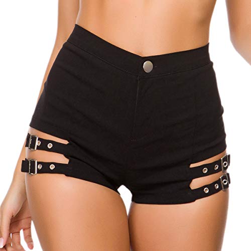 Women Sexy Mini Shorts Cut Off Hot Pants High Waisted Hollow Out Booty Shorts Clubwear