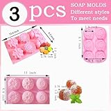 3 Pack Silicone Soap Molds,Flowers Soap Mold for Soap Making,Great for Handmade Soaps,Lotion Bars,Biscuit,Chocolate,Moon Cake