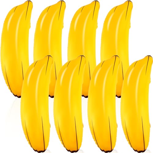 Cagemoga 8 Pack 26 Inch Inflatable Banana Blow Up Banana Balloon Toys for Bachelorette Party Game Swimming Pool Party Decoration