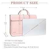 MOSISO Laptop Bag for Women, 15-15.6 inch PU Leather Laptop Shoulder Bag Convertible Backpack, 16 inch Messenger Bag Casual Handbag Work Briefcase Travel Computer Bag with Bowknot, Pink