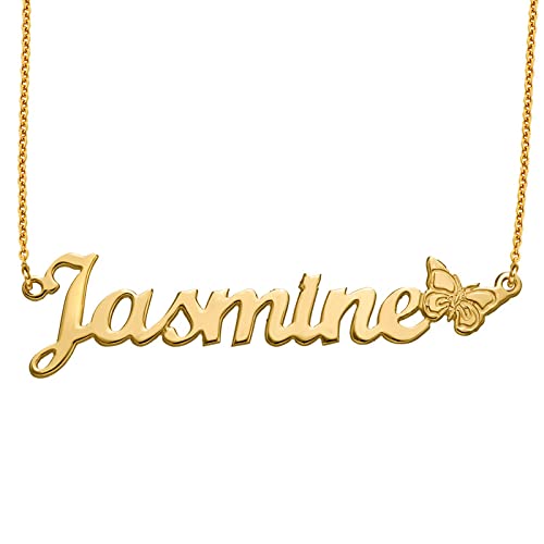 Personalized Name Necklace with Butterfly Charm - Custom Gift- 18k Gold Plating Name Pendant