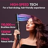 SKIMI Hair Dryer Brush and Blow Dry Brush, Multi-Hot Air Styler with 110000RPM Brushless Motor, Hot Air Brush for Fast Drying Curling Volumizing Straightening&Styling, High-Speed (Black&Rose Gold)