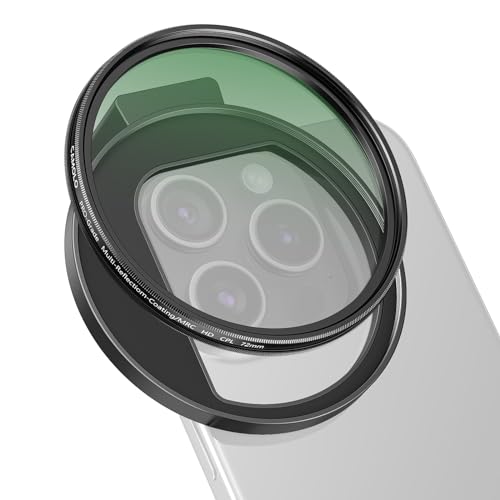 CPL Filter for Phone, 72mm Camera Polarized Lens Polarizing Filter with Metal Cold Shoe Phone Clip Compatible with iPhone 15 14 13 12 11 X XS Plus PRO Max Samsung Galaxy Motorola Pixel