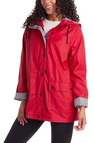 URBAN REPUBLIC Rain Jacket Women - Lightweight Waterproof Windbreaker for Women (S-3XL), Size X-Large, Red