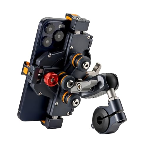 Kongeeker Aluminum Motorcycle Cell Phone Mount with Vibration Dampener, M1 Anti-Theft MTB Phone Mount for Motorcycle ATV Bike UTV Scooter, ATV Phone Holder Fit 6.1"-7.2" Phone, High-Speed Secure Lock