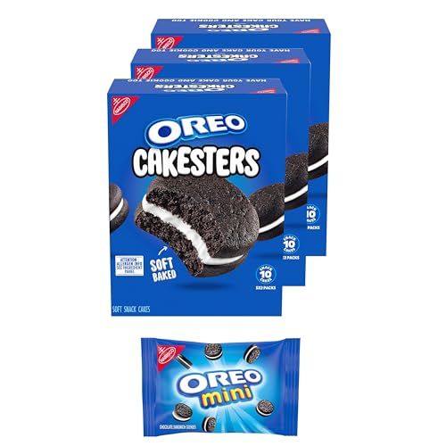 OREO Cakesters Soft Snack Cakes, 3 - 5 Count Packs (15 Total Snack Packs) + Bonus OREO Mini Cookie Snack Pack