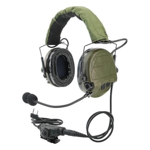 TACGZGJSM TAC301 Tactical Headset Electronic Shooting Ear Protection Headphones with Microphone,Hearing Protection with U94 PTT (Army Green)