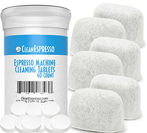 CleanEspresso - Designed For Breville Cleaning Kit - 40 Cleaning Tablets and 6 Water Filters for Breville Espresso Machines - 2g Espresso Machine Tablets