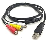 Halokny USB to 3RCA Cable, 5 Feet/1.5m USB 2.0 Male to 3 RCA Female Jack Splitter Audio Video AV Composite Adapter Cord Cable (USB M/3RCA F)