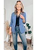 LookbookStore Summer Blazers for Women Lightweight Office Jackets for Women Blazers for Women Fashion Casual Dress Jackets for Women Formal Airy Blue Size Medium Fits Size 8 / Size 10