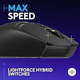 Logitech G309 Lightspeed Wireless Gaming Mouse, Lightweight, LIGHTFORCE Hybrid Switches, Hero 25K Sensor, 86g & 300+ hr Battery Life with AA Battery, 6 Programmable Buttons, PC & Mac - Black