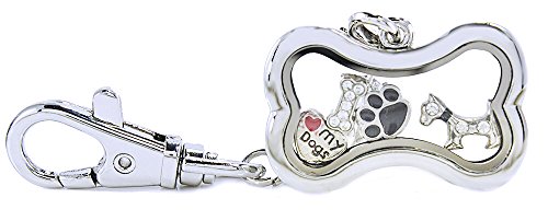 BG247 Floating Locket Dog Bone Keychain with Choice of 6 Mini Charms