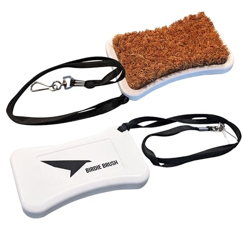 Birdie Brush Retractable Golf Club Brush and Groove Cleaner with Extra Long Lanyard and Clip. No Water Needed. Great for Cleaning & Polishing. Made with Coir.