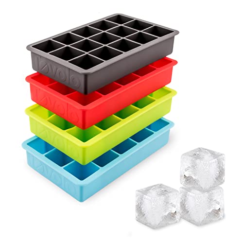 Tovolo Perfect Cube Ice Mold Trays, Sturdy Silicone, Fade Resistant, 1.25" Cubes, Assorted, Set of 4