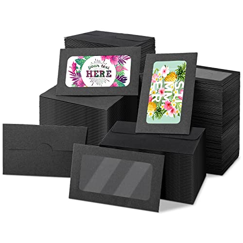 Geyee 500 Pcs Window Gift Card Envelopes 3. 9 x 2. 4'' Sleeves Credit Card Size Blank Business Invitation Envelopes for Wedding Graduation Party Gifts(Black)