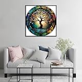 JFYHAB 5D Diamond Painting Kits Life of Tree Stained Glass DIY Diamond Full Round Drill Diamond Art Painting for Adults Tree Diamond Painting Full Drill Crystal Craft Kit for Wall Decor 12x12in