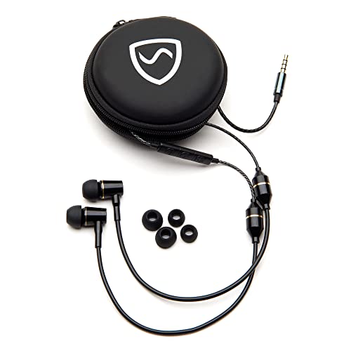 Shield Your Body Air Tube Headset, Stereo Earbuds with Microphone and Case, Wired Anti Radiation Headphones, Built-in Controls, Works on Any Device with A Standard 3.5mm Audio Jack, Black