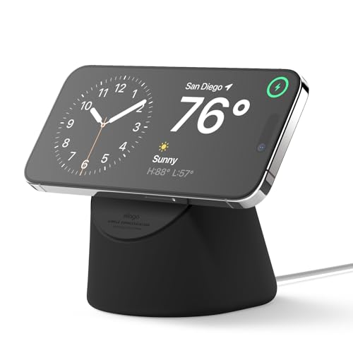 elago MS1 Charging Stand Compatible with MagSafe Charger - Premium Silicone Stand Compatible with iPhone 16/15/14/13/12 Series, Designed for iOS Standby Mode [Black] [Charging Cable Not Included]