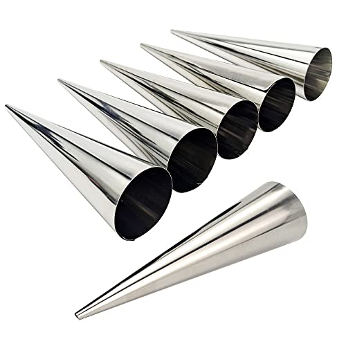 MEIYAHOME 6pcs Baking Cones 9CM 3.5inch Stainless Steel Spiral Croissant Tubes Horn Bread Pastry Making Cake Mold Cookie Dessert Baking Tool (conical 3.5inch/9cm)