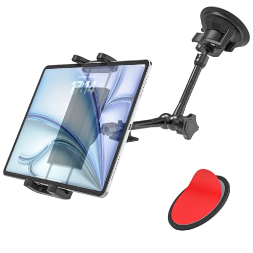 Kolasels Tablet Holder for Car Dashboard Windshield, [Super Suction Cup] for iPad Car Mount, Truck Heavy Duty Tablet Mount for iPad Pro 12.9 Air Mini, Galaxy Tab, All 4-12.9" Tablets and Phones