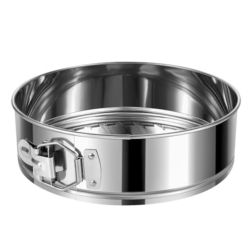 E-Gtong 9 Inch Springform Cake Pan, Stainless Steel Springform Pans, Leakproof & Nonstick Cheesecake Pan with Removable Bottom, Round Spring Form Cake Pan For Baking