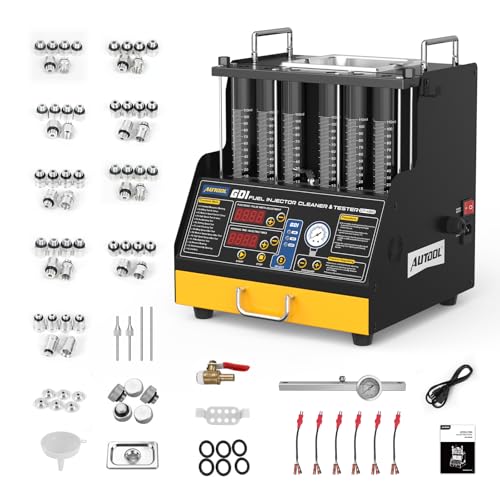AUTOOL Fuel Injector Cleaner and Tester Machine, Ultrasonic Fuel Injection Cleaner for All 6 Cylinder Petrol Vehicles, GDI, EFI, FSI Fuel Injection Systems Cleaner Kit 12V/70V/220V