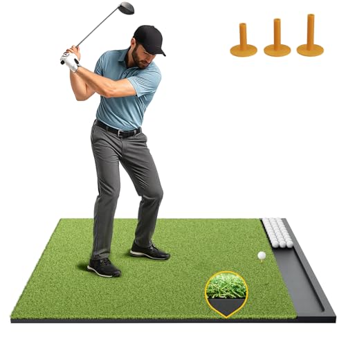 Golfpar 6x4ft Golf Hitting Mat with Integrated Ball Tray, 26mm Thickness High-Density Artificial Turf for Indoor & Outdoor Golf Training Mats