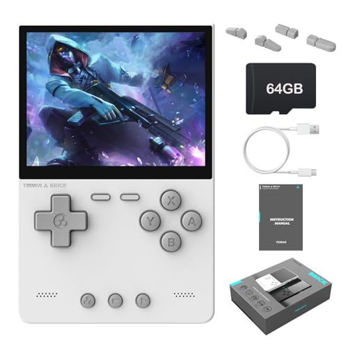 Trimui Brick Retro Handheld Game Console, Mini Video Gaming Console, 3.2'' Retro Gaming Console with IPS Screen, 64G TF Card, Multiple Classic Games Emulators, 3000mAh Battery, Linux System-White