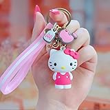 Kitty ID Badge Holder with Lanyard and Keychain Wallet Stickers 50 Pcs Cute Kitty Gift Set Accessories for Girls