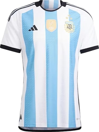 adidas Men's Soccer Argentina 2022 3 Star Authentic Home Jersey - Celebrate Number Three and Dress Like a World Champion (X-Large) White/Light Blue