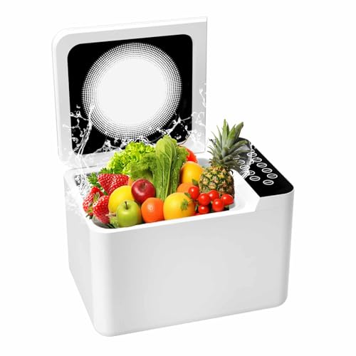 372 Ounce Fruit and Vegetable Washing Machine, Fruit Cleaner Device, Large Multipurpose Veggie Cleaning Machines, Food and Meat Purifier Device in Water for Home and Commercial (White)